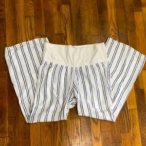 OLD NAVY Wide Leg Striped Linen Pants L Petite EUC
